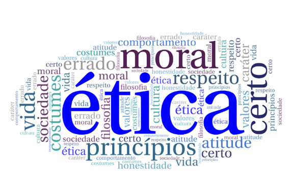 Nuvem de palavras relacionadas a ética
